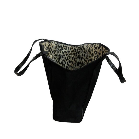 Lancôme Large Elegant Black Fully Lined Tote Bag 13"Wx11"Hx4"D Patent Vinyl Trim - Picture 7 of 8